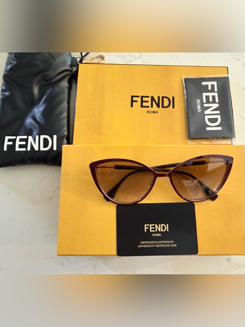 Fendi 60 mm Gradient Women's Cat-Eye Sunglasses in Brown/Gold/Brown Violet
